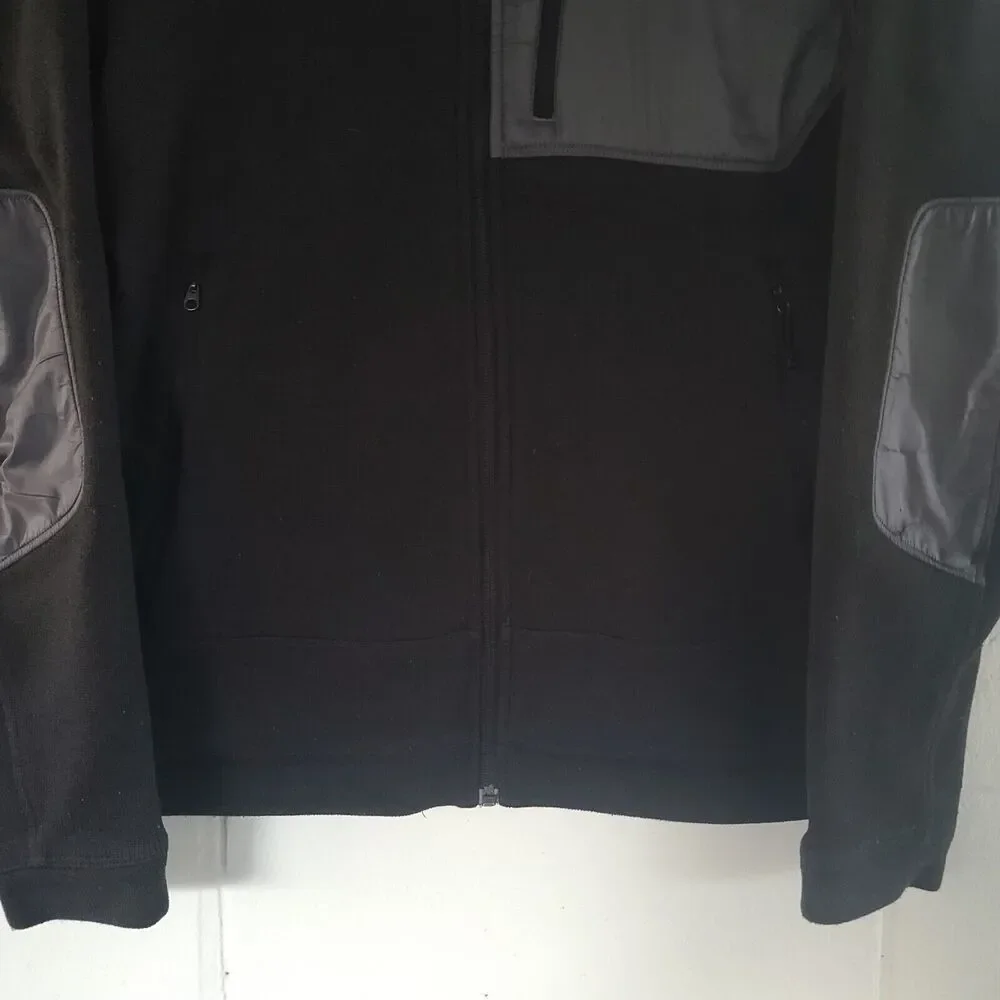 The North Face Jacket Mens Gordon Anza Sweater Knit Fleece Blk Gry Sz M DAMAGED